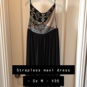 Strapless Navajo Print Maxi Dress Size M